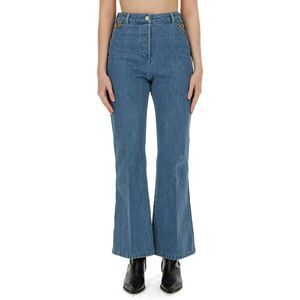 PATOU High-Waisted Flared Denim Jeans with Chain Detail Women DENIM Pants